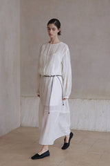 Crew Neck See-Through Cable Dress
