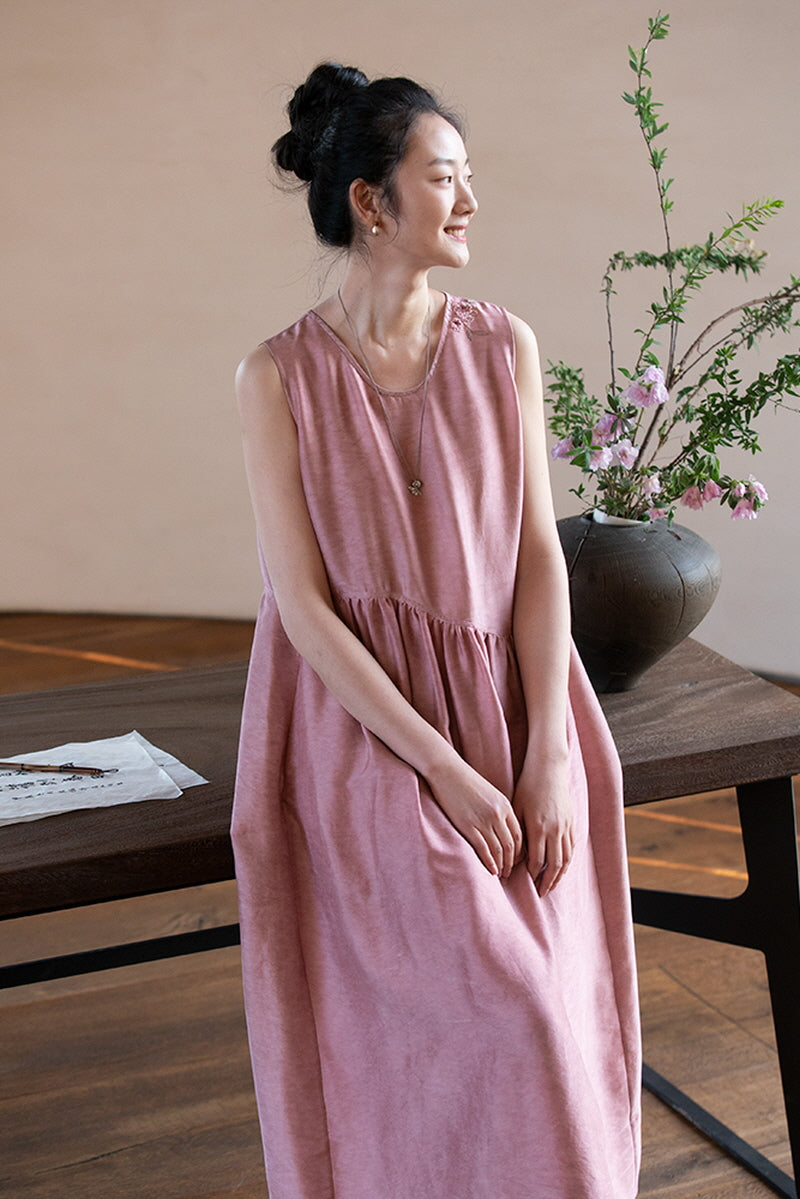 Embroidered Side-Slit Loose Dress