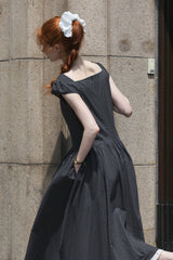Square Neck Small Fly Sleeve Casual Dress