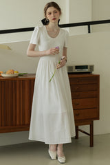 French Vintage U-Neck Slim Dress