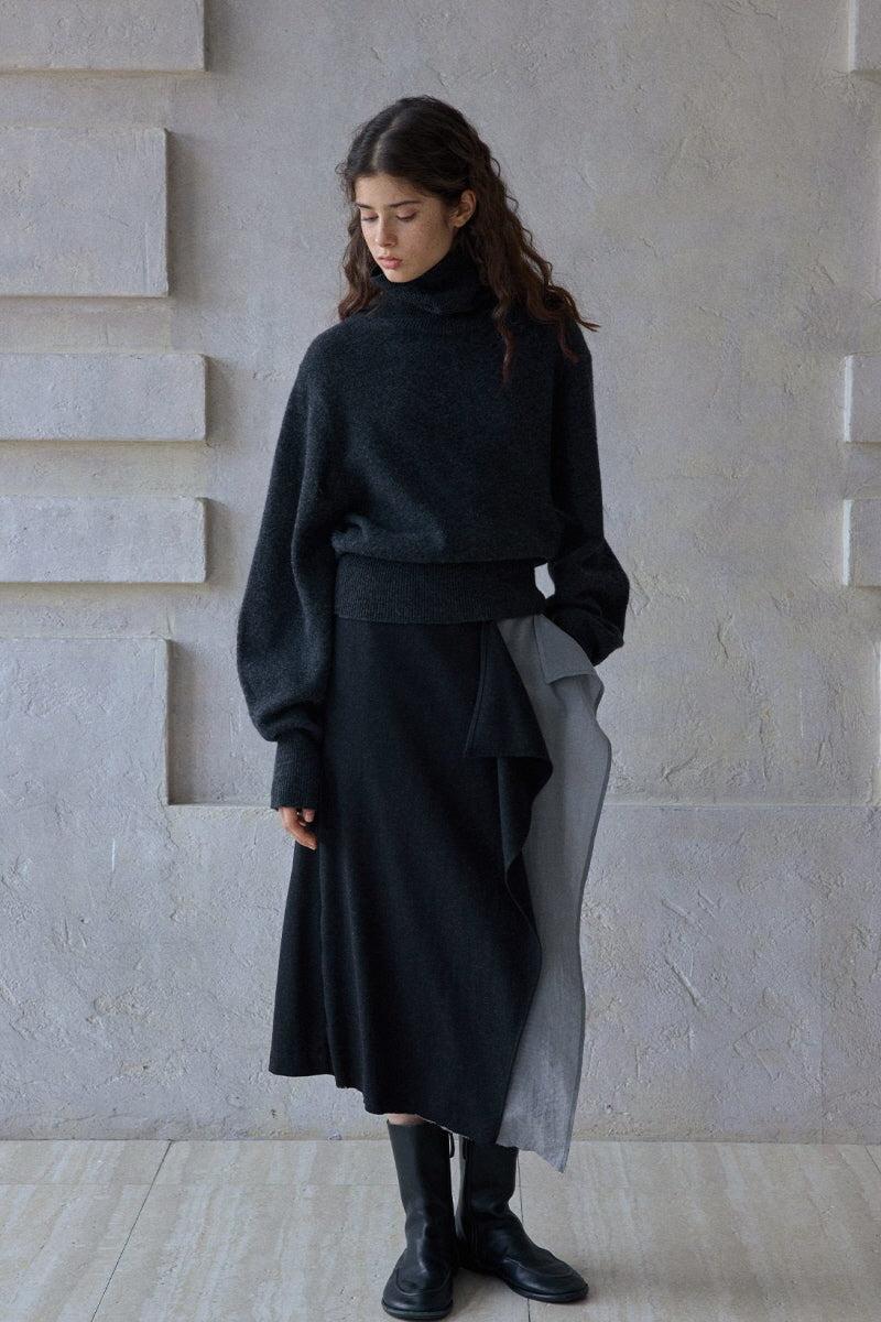 Relaxed Batwing Turtleneck Sweater