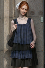 Square Neck Patchwork A-Line Dress