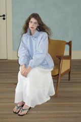 Tiered Pleated Sheer Maxi Skirt