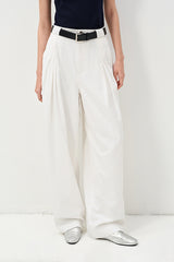 Pleated Straight-Leg Suit Pants