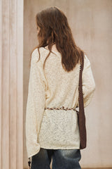 Cut-Out V-Neck Loose Sweater