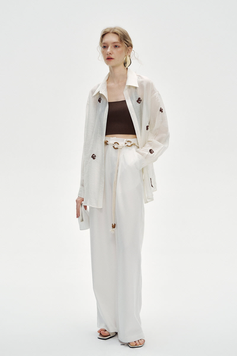 High-Waisted Wide-Leg Floor-Mopping Pants