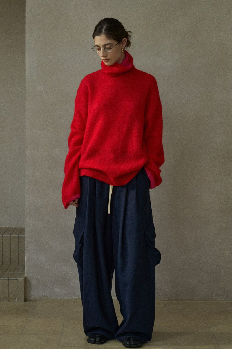 Contrast Turtleneck Sweater