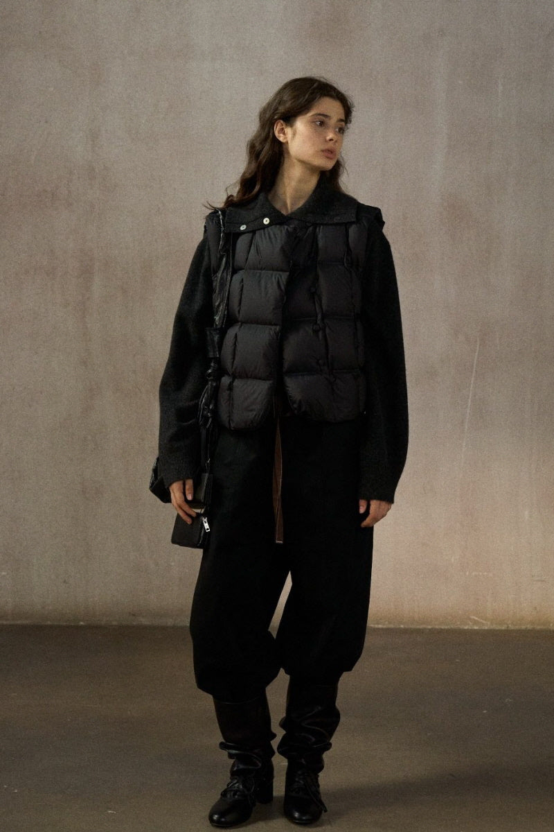 Quilted V-Neck Short Down Vest