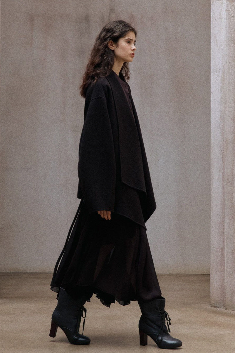 Reversible Tweed Long Coat