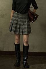 Pleated Retro Plaid Skirt