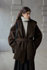 One-Hand Reversible Hooded Long Coat