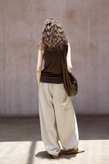 Washed Wide-Leg Slacks