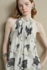 Twisted Pleated Halterneck Vest