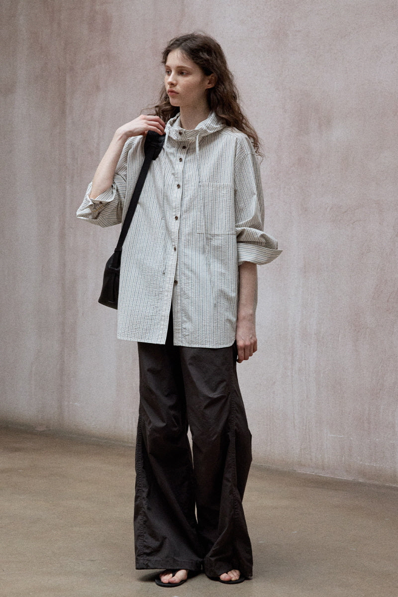 Bubble Striped Hooded Shirt