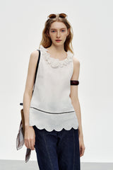 Three-Dimensional Flower Sleeveless Vest Top