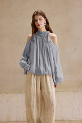 Shaved Shoulder Strap Flower Bud Top