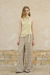 Cut-Out Panelled Straight-Leg Trousers