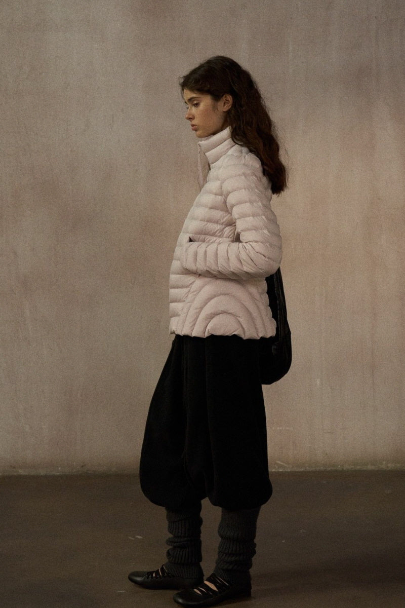 Stand-Up Collar Hourglass Puffer Jacket