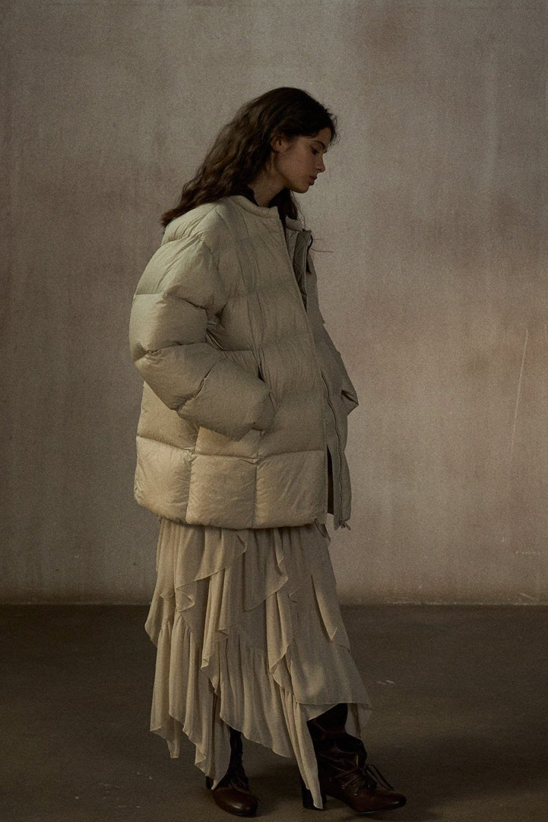 Quilted Crew Neck Down Jacket