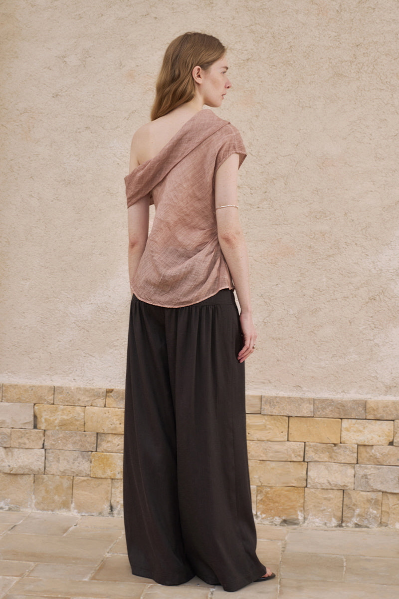 Asymmetrical Pinched-Pleat Lapel Vest