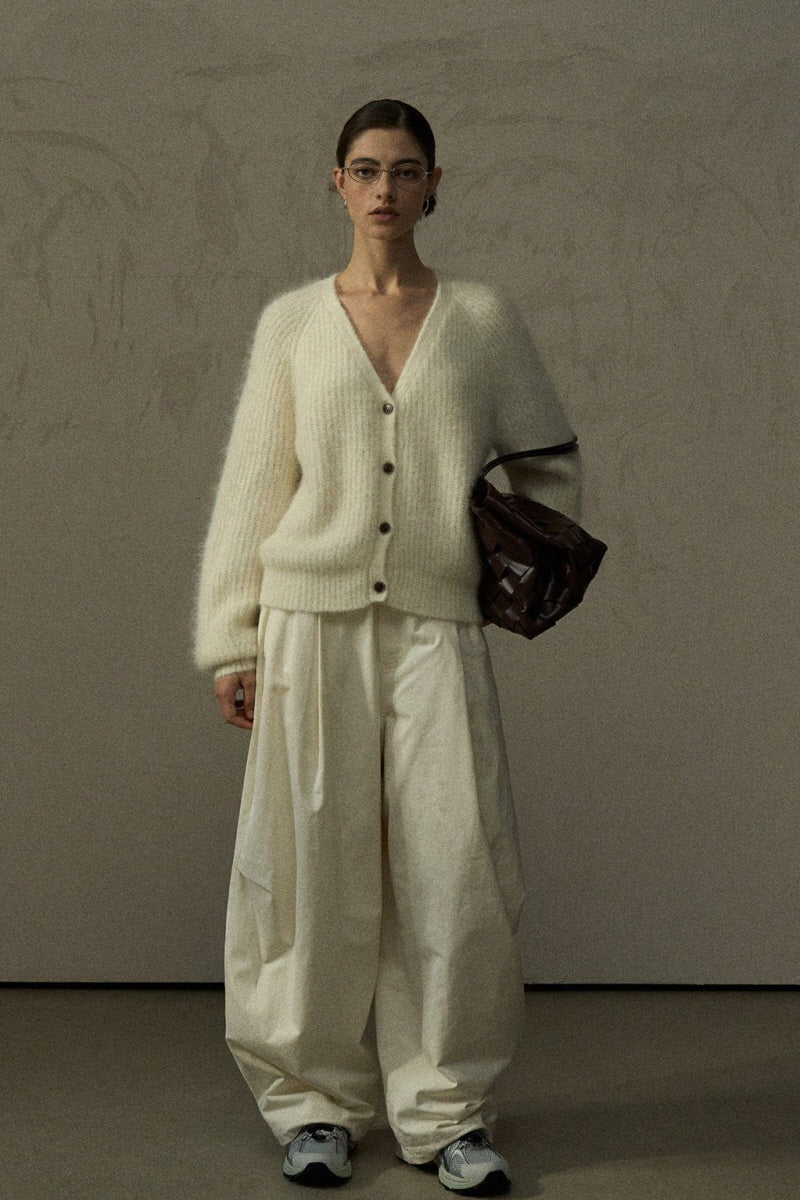 Loose V-Neck Knit Cardigan