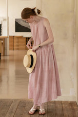 Pleated Sleeveless Flare Dress