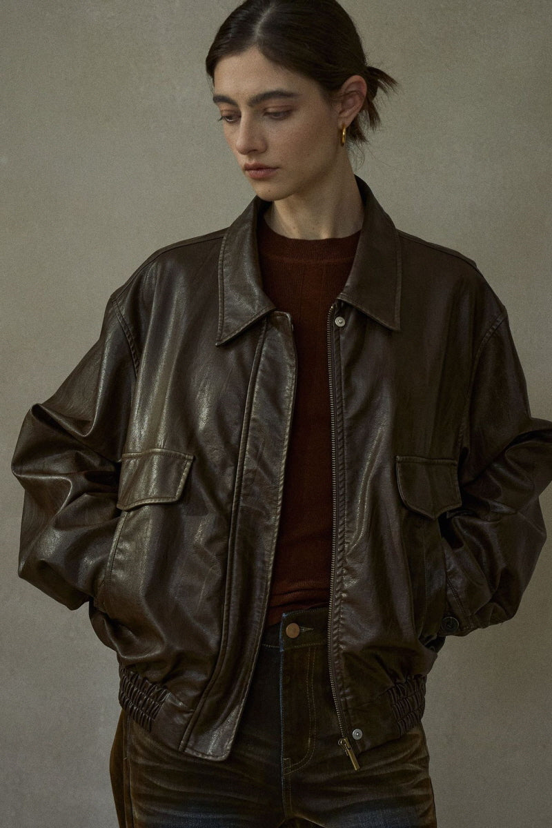 Distressed Loose Leather Jacket