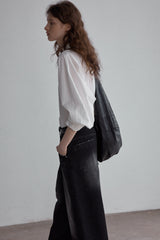 Lace-Up Pullover Bat Sleeve Shirt
