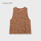 Three-Dimensional Hollow Embroidery Sleeveless Top
