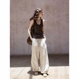 Washed Wide-Leg Slacks