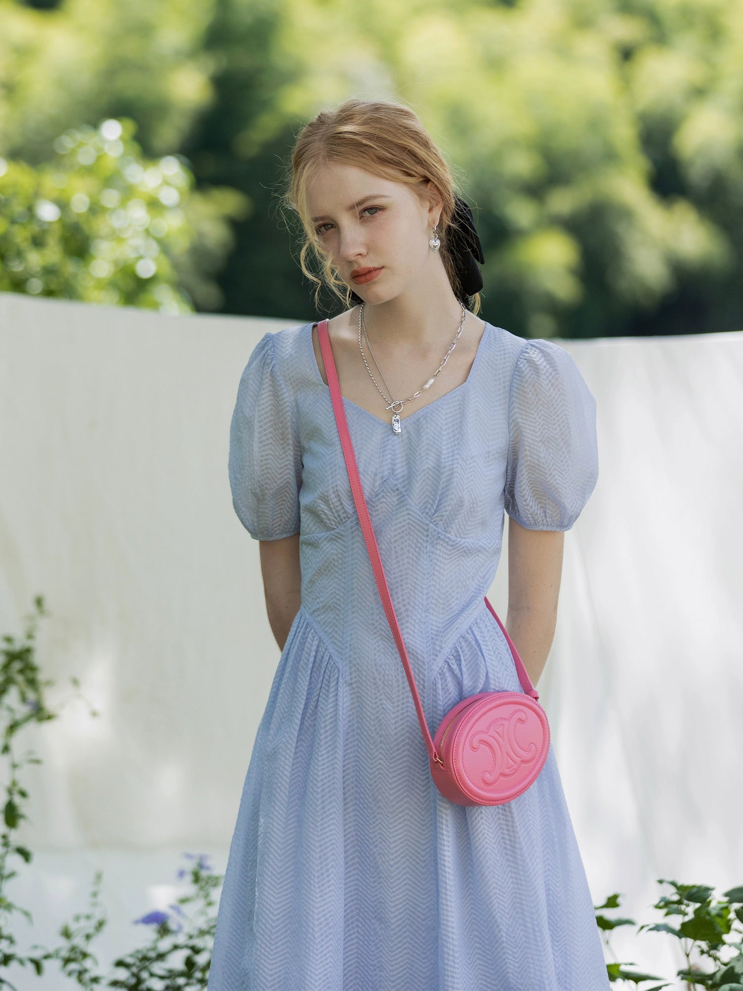 Square Neck Cinched Waist Slim Midi Dress