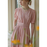 Folded Placket Tie Waist Casual Dress
