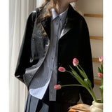 Suit Collar Loose Casual Black Jacket