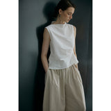 French Stand Collar Sleeveless Blouse