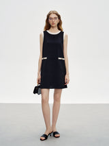 Contrast Back Bow Short Dress