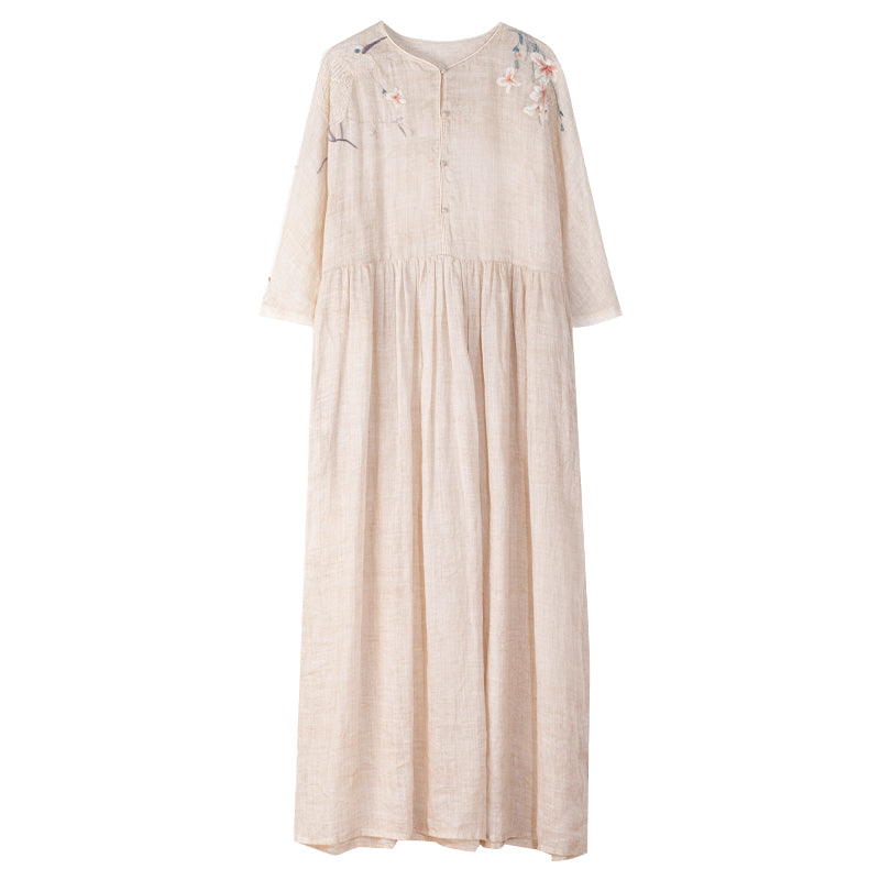 Embroidered Loose Long Dress
