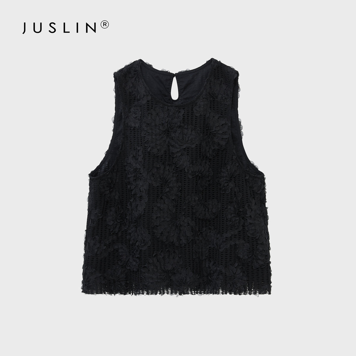 Three-Dimensional Hollow Embroidery Sleeveless Top