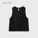 Three-Dimensional Hollow Embroidery Sleeveless Top