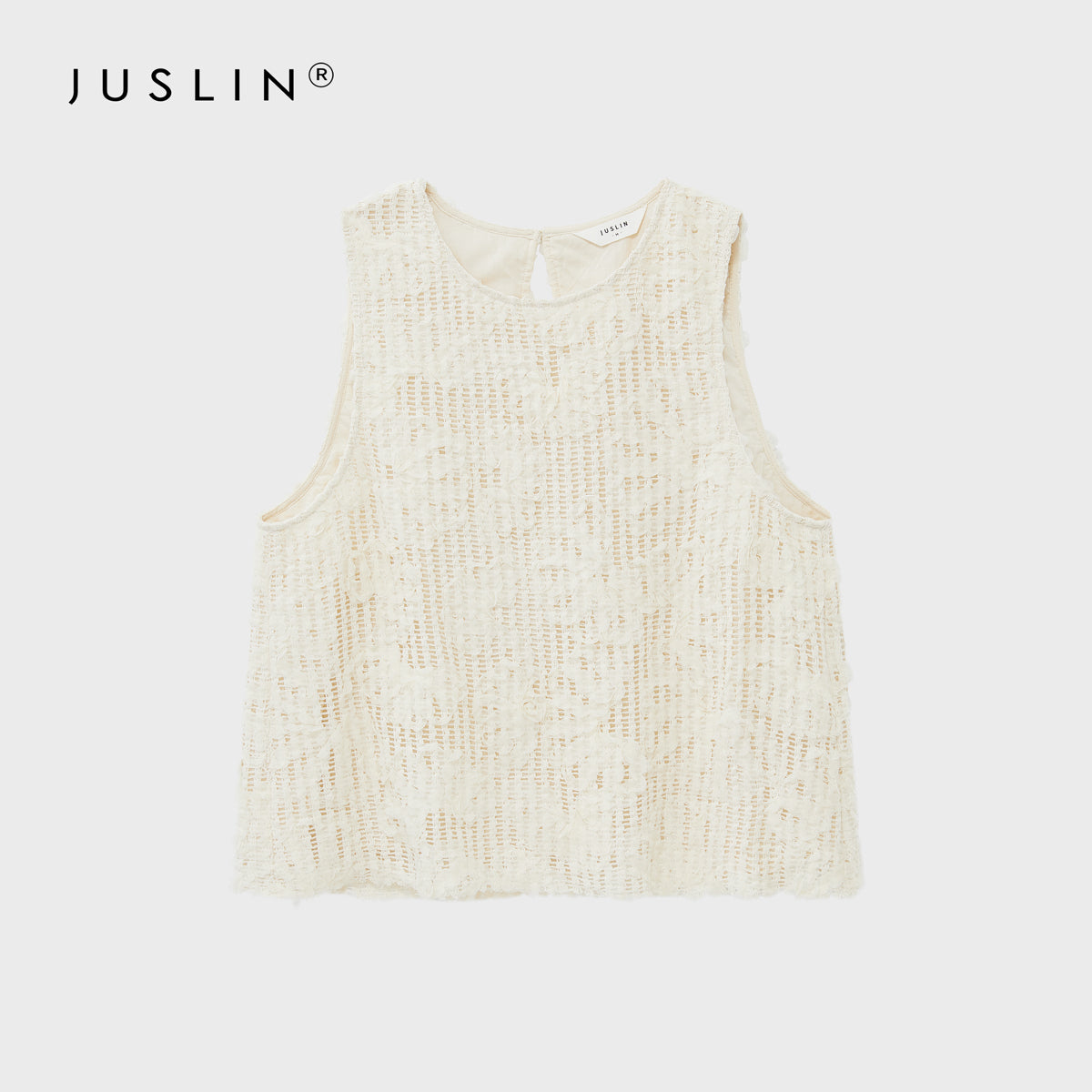 Three-Dimensional Hollow Embroidery Sleeveless Top