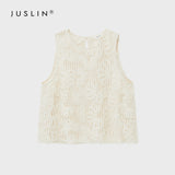 Three-Dimensional Hollow Embroidery Sleeveless Top