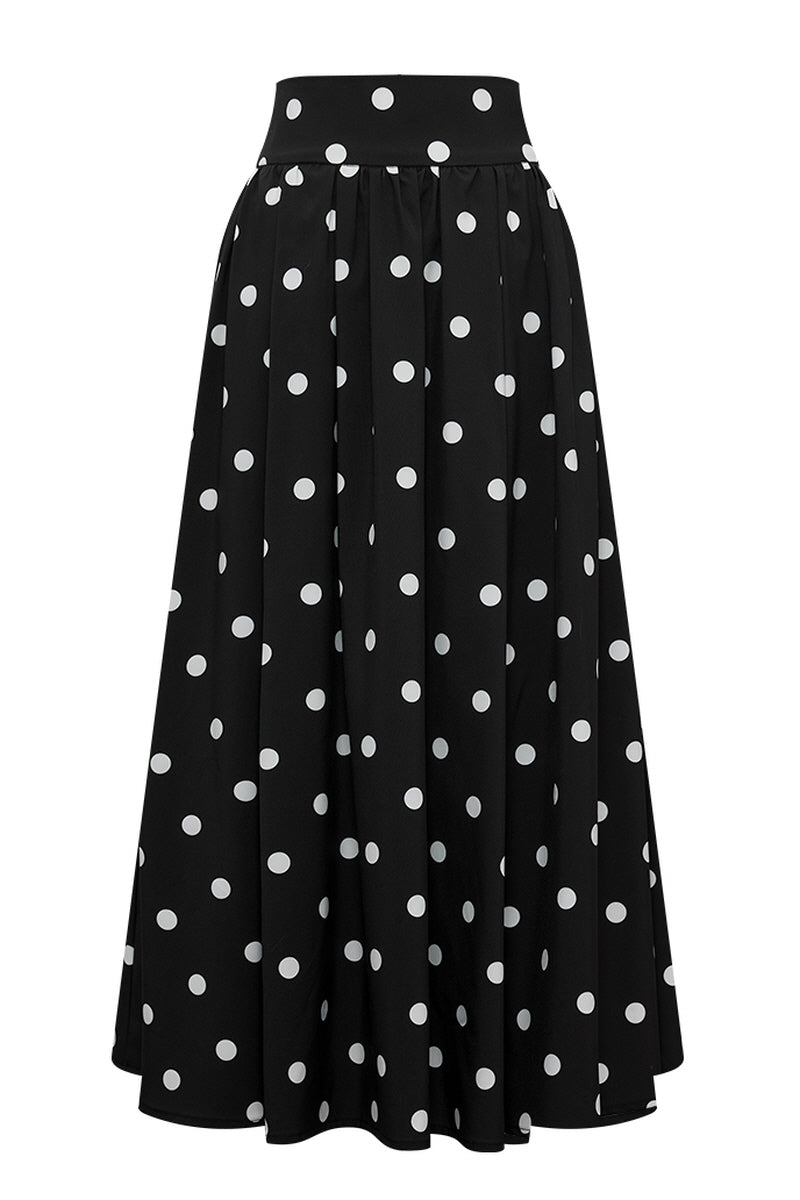 Polka Dot Flowy A-Line Long Skirt